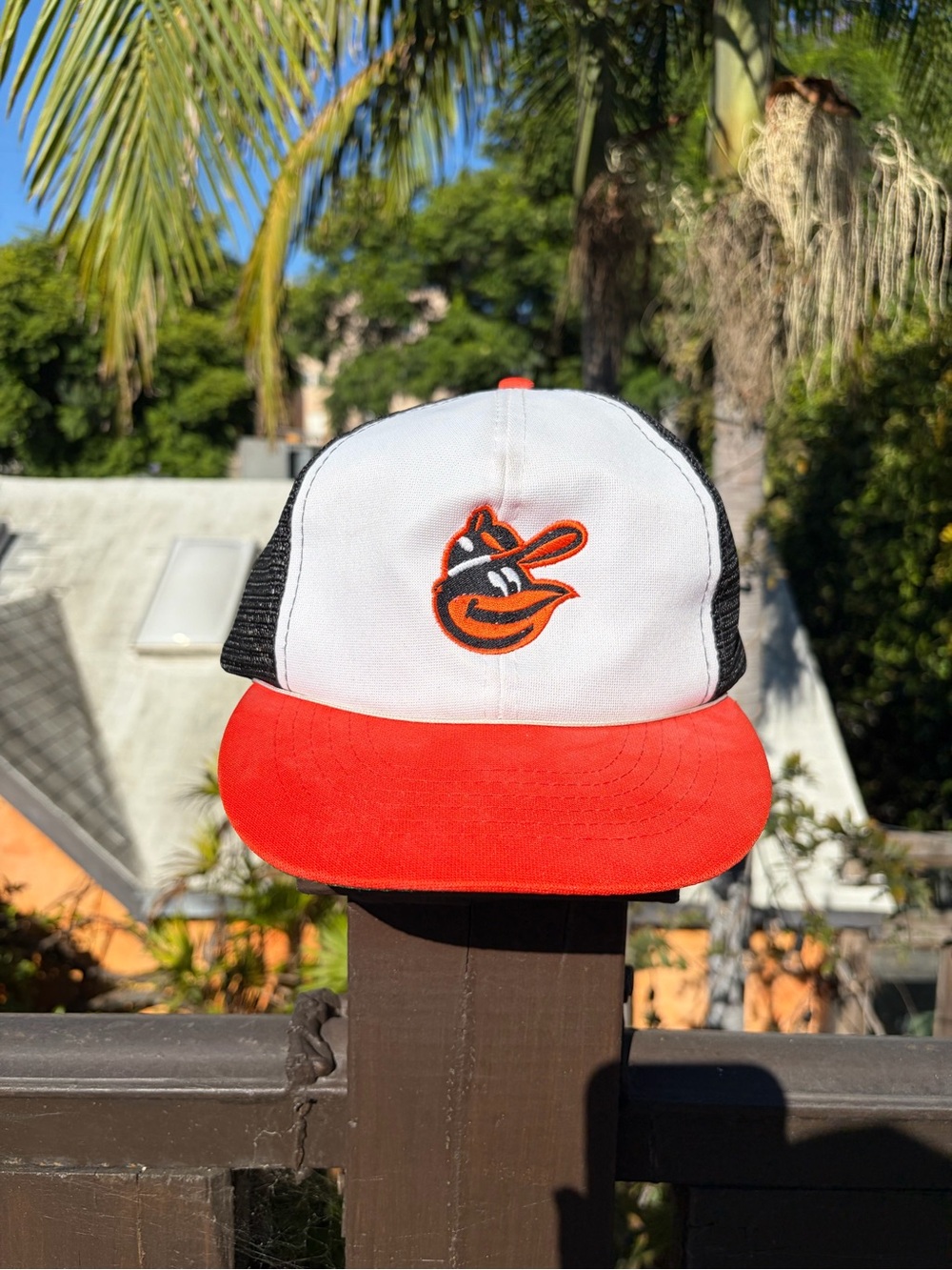 Vtg 80s Baltimore Orioles Cartoon Bird Mesh Hat